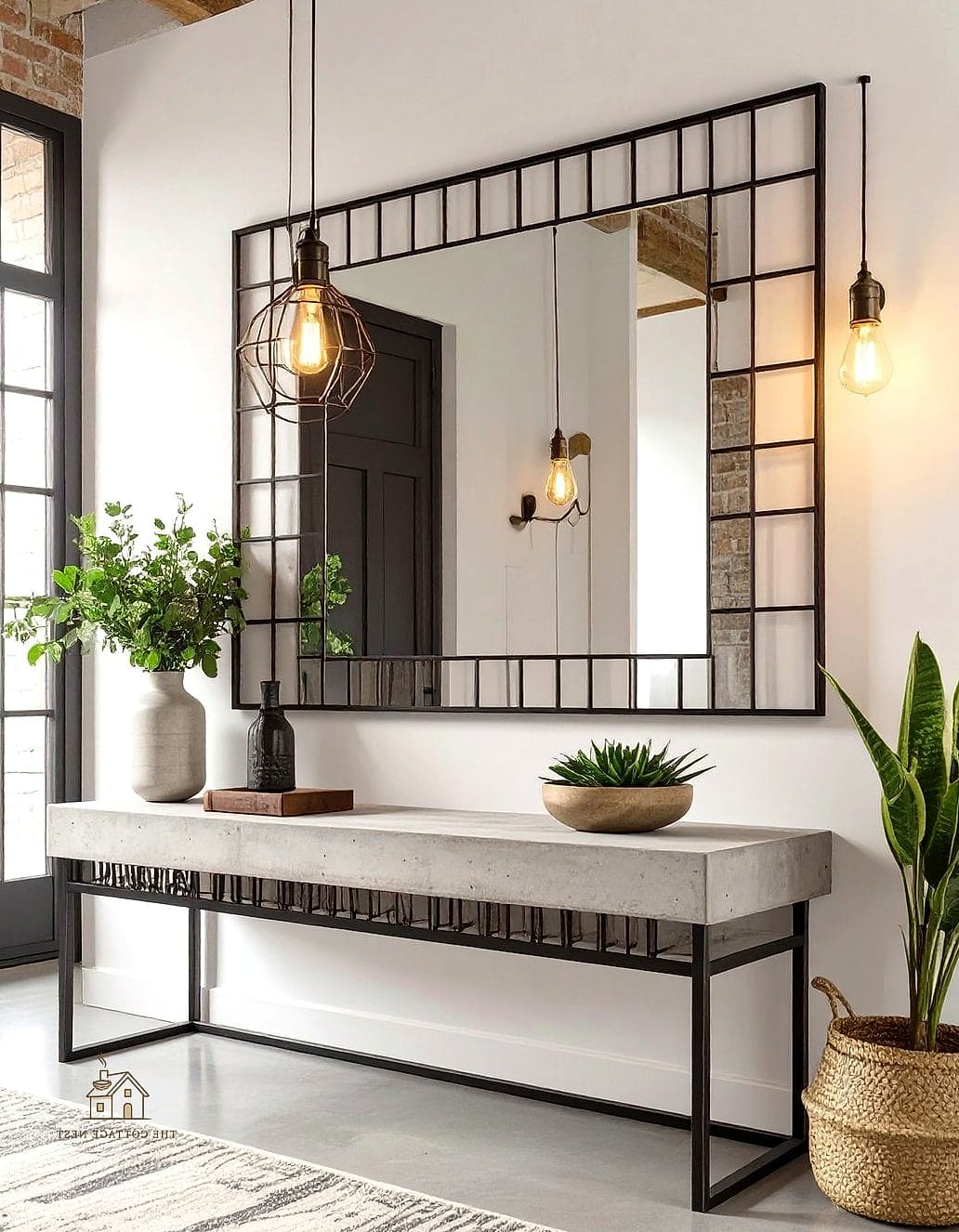 45 Creative Entryway Mirror Ideas That Will Inspire You 34 Mirror with Two-Tone Frame Detailing