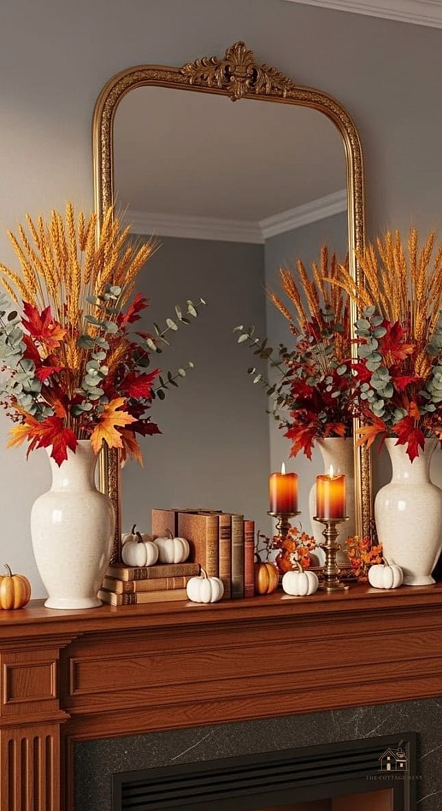 Mismatched Ceramic Pumpkins in a Cluster