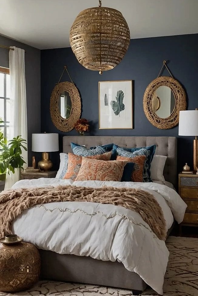 45 Dreamy Boho Bedroom Ideas That Feel Like a Retreat 16 Mix Metals Like Brass and Black