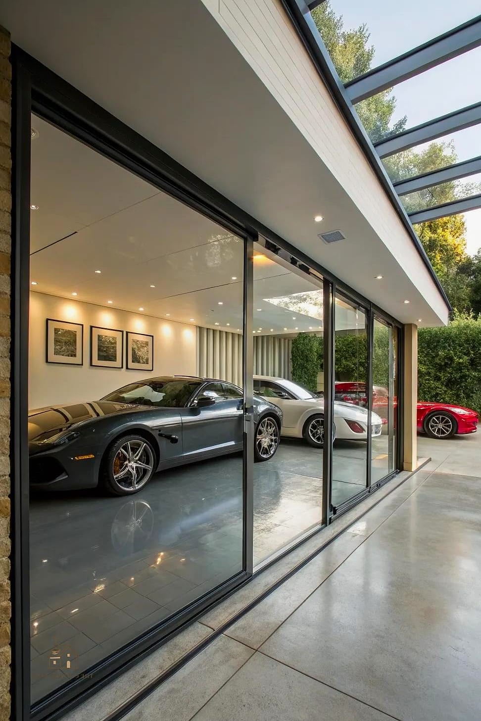 35 Stunning Detached Garage Ideas You'll Absolutely Love 17 Modern Garage with Full-Glass Garage Door