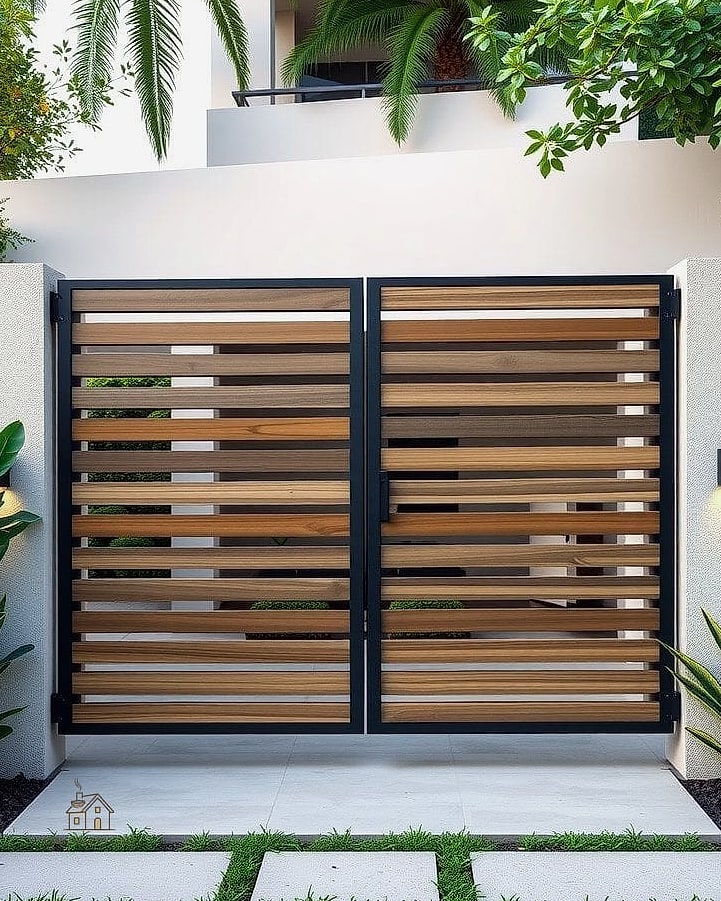 Modern Horizontal Slat Gate