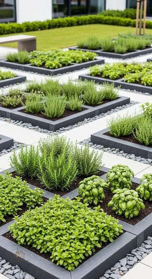45 Chic Herb Garden Ideas for a Beautiful Home 26 Modern Minimalist Concrete Planters