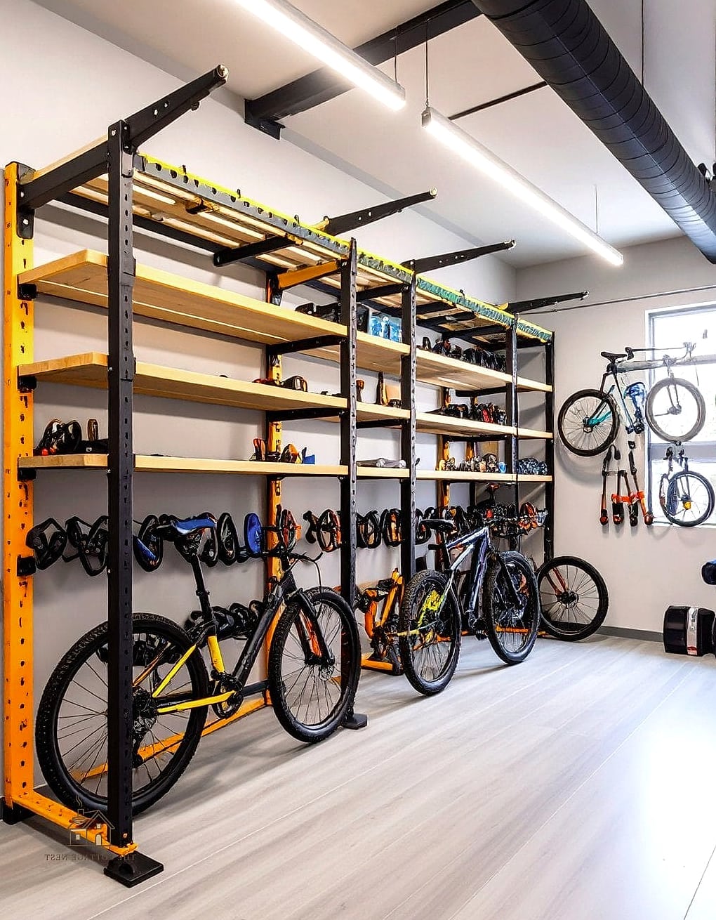 Modular Wire Shelving with Bike Hooks