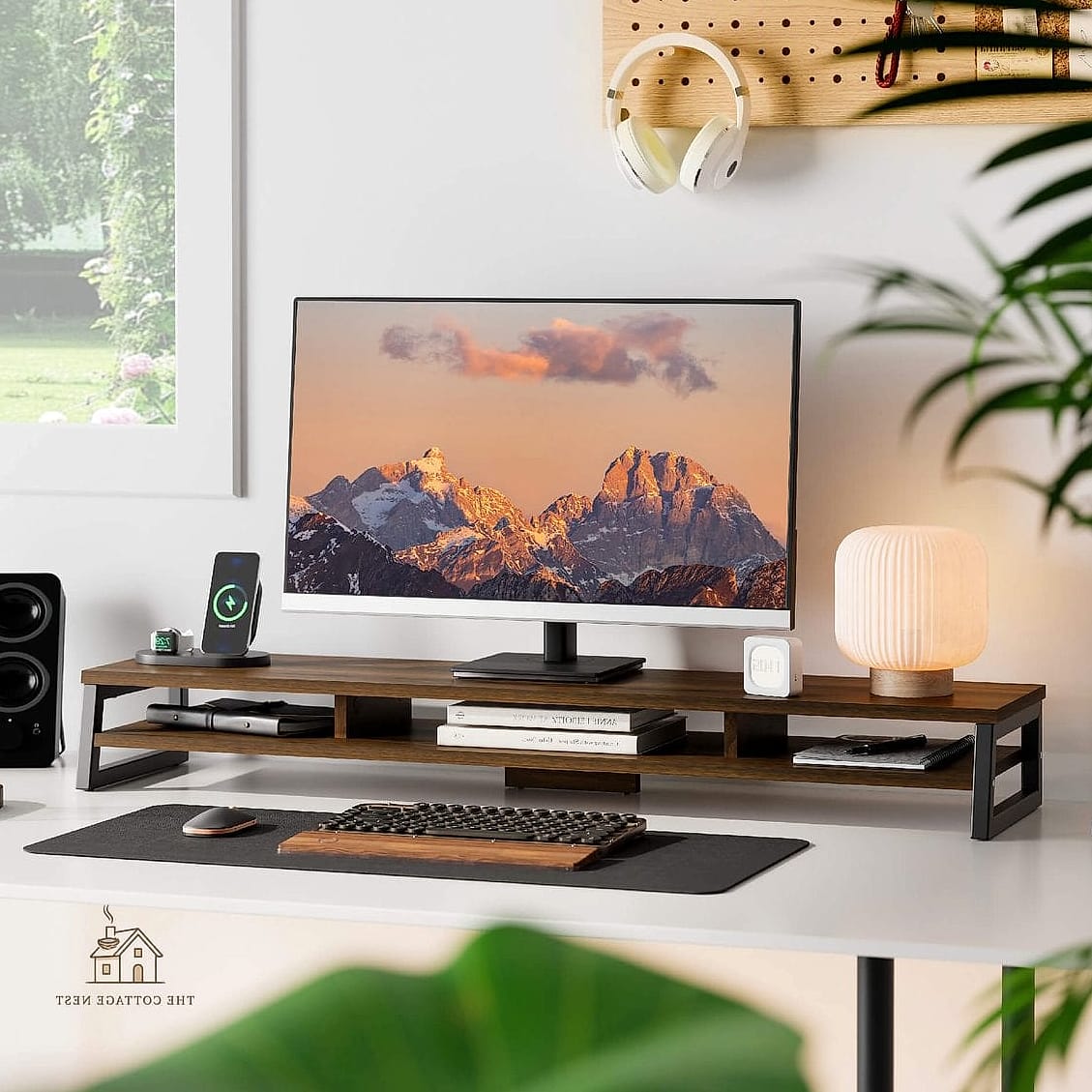 50 Beautiful College Dorm Desk Ideas to Transform Your Space 11 Monitor Riser with Storage Underneath