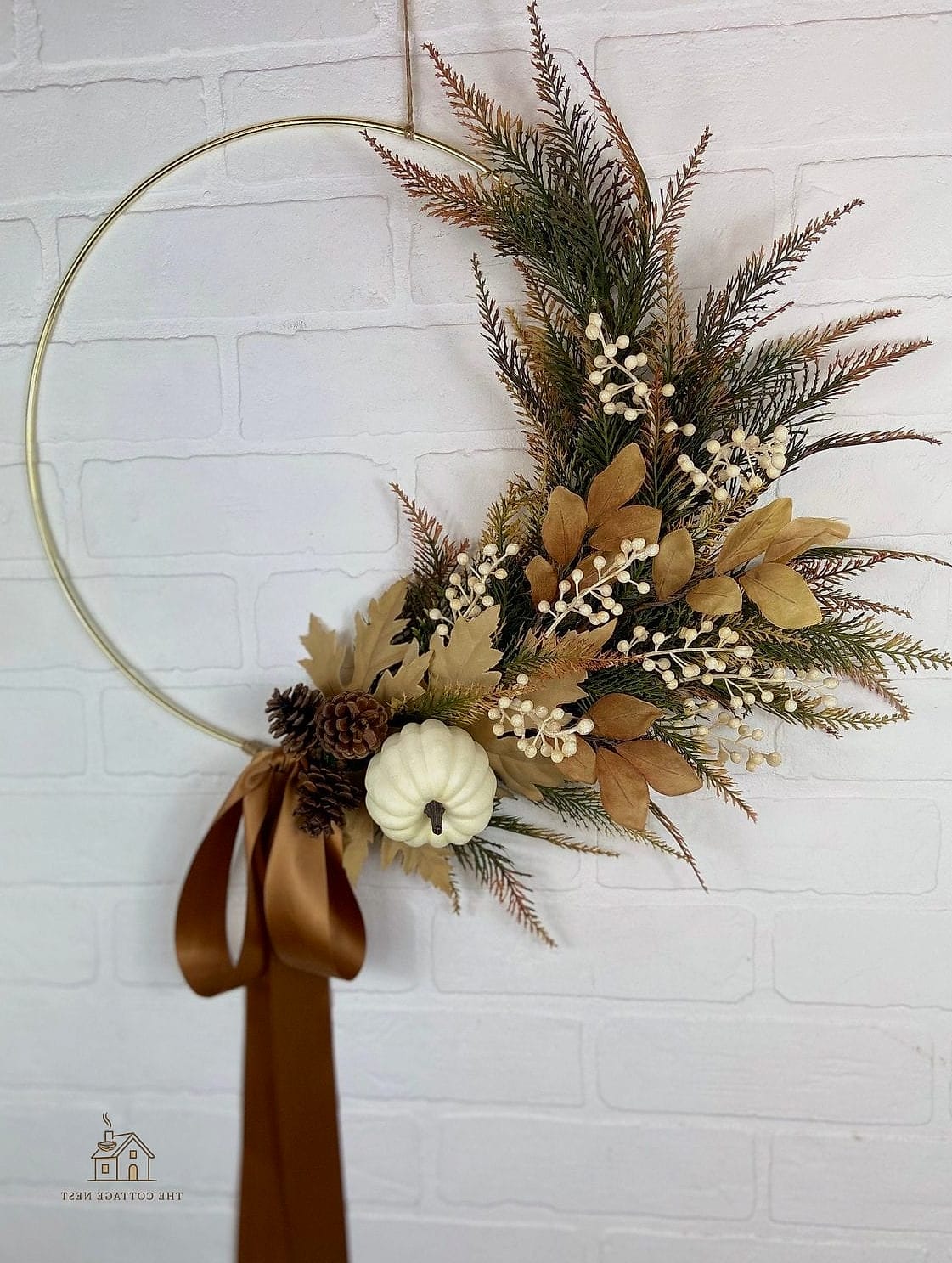 20 Dreamy Fall Wreaths For Front Door to Try This Season 8 Monochromatic White Pumpkin Wreath