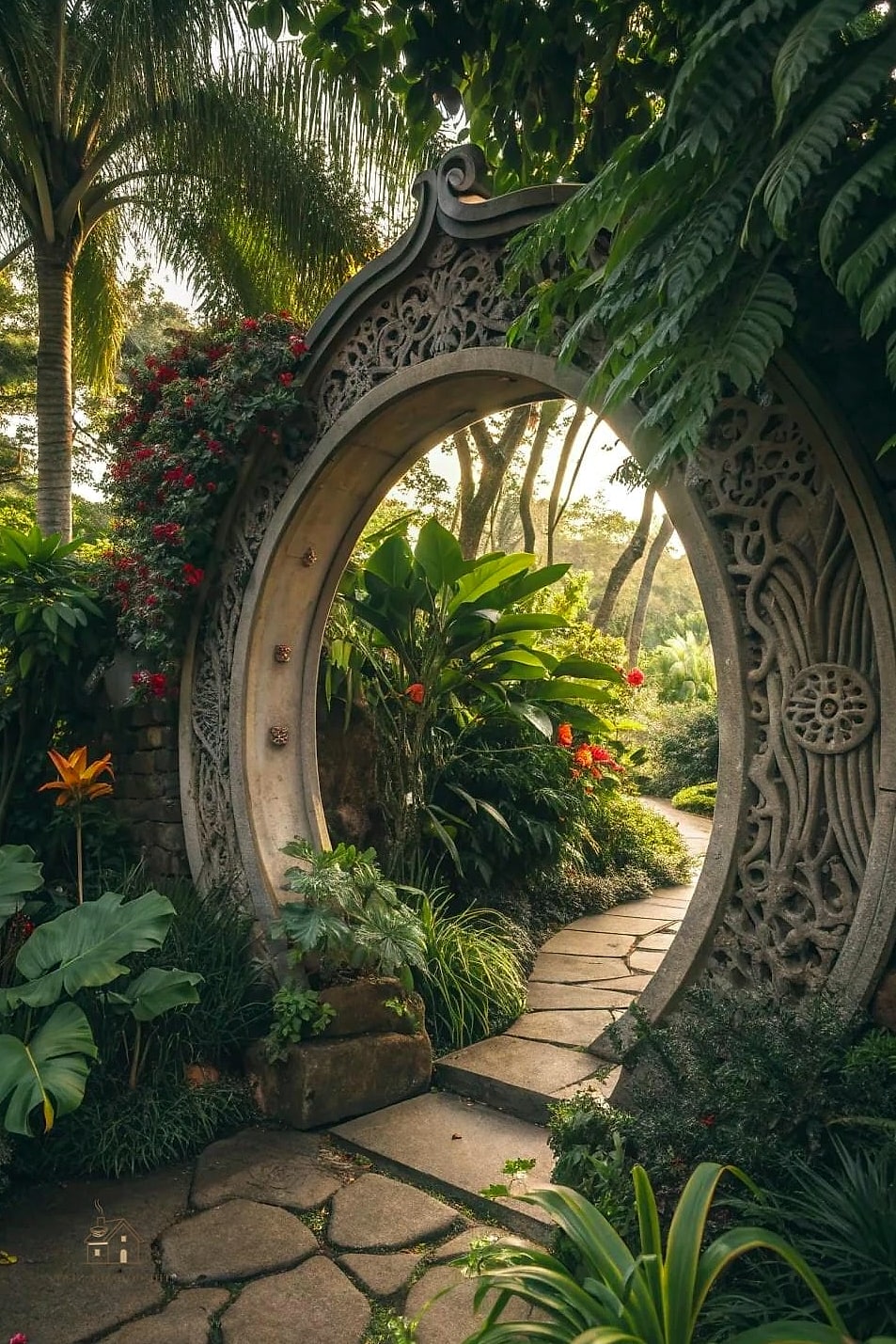 45 Brilliant Boho Garden Ideas to Copy Right Now 23 A Moon Gate or Circular Doorway Feature