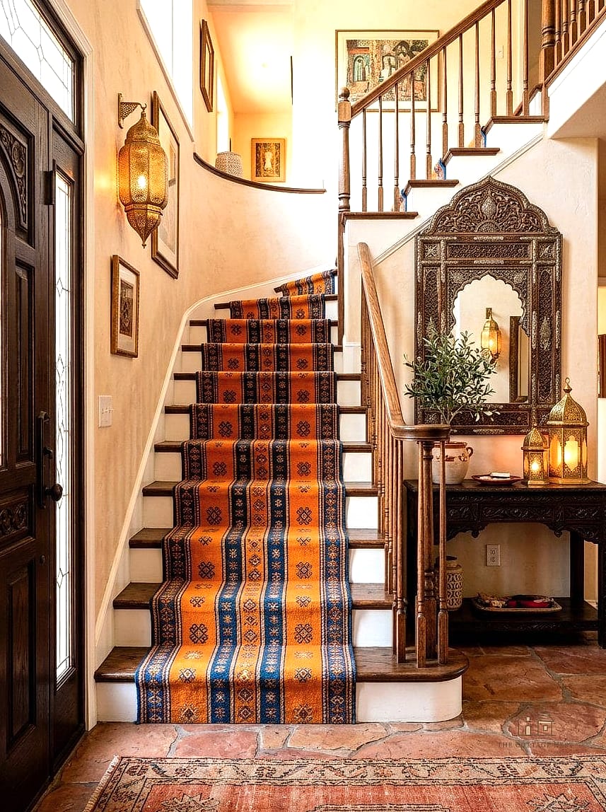 25 Brilliant Stair Runners Ideas to Copy Right Now 5 Moroccan-Inspired Diamond Pattern Runner
