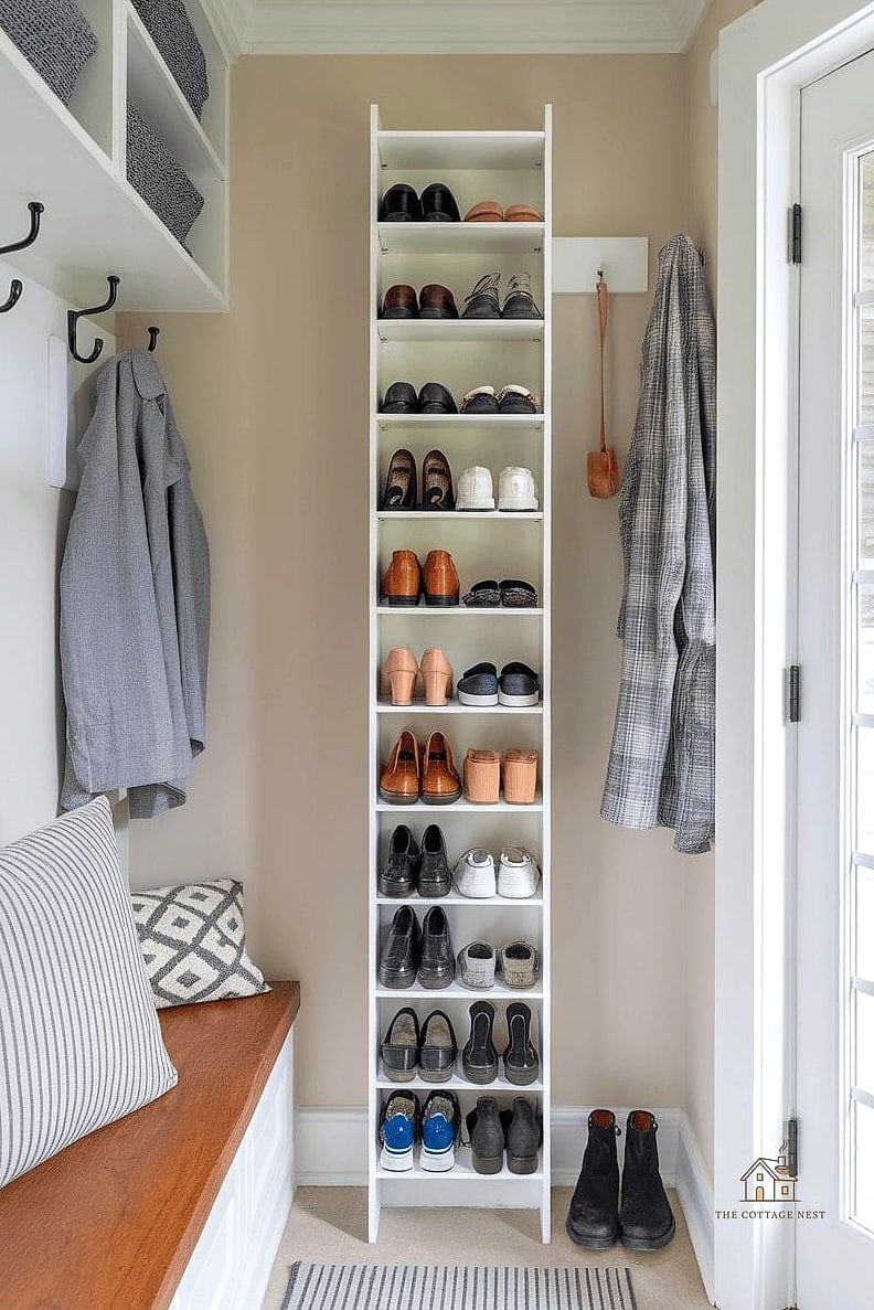 45 Stunning Small Entryway Ideas You'll Absolutely Love 19 A Mudroom-Style Shoe Cabinet