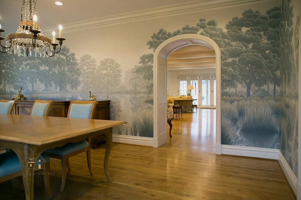 50 Beautiful Dining Room Wallpaper Ideas to Transform Your Space 11 Mural-Style Wallpaper
