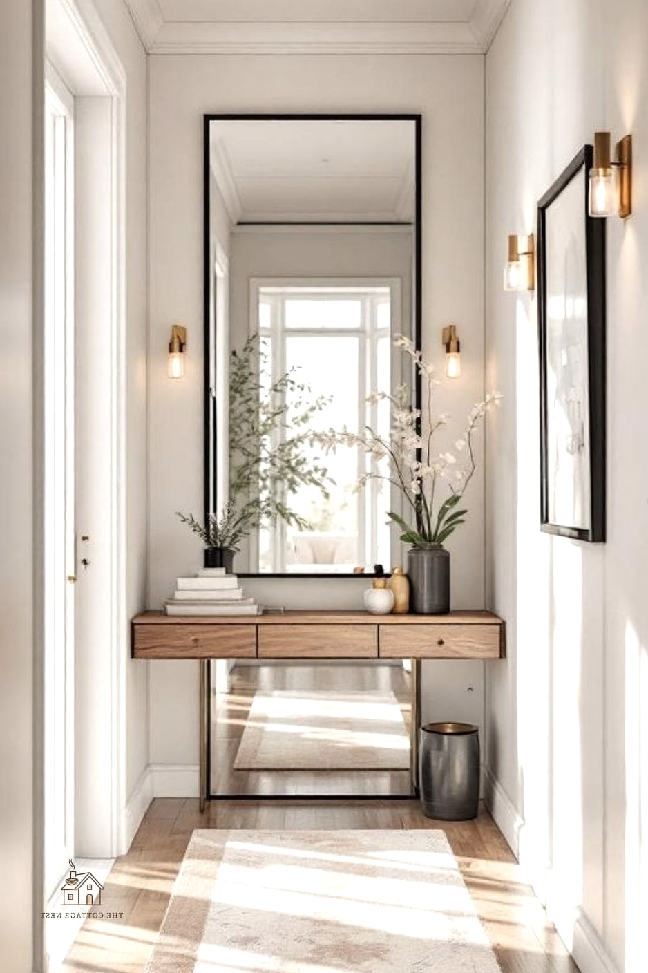 35 Creative Narrow Entryway Ideas That Will Inspire You 30 Narrow Entryway With a Bold Front Door Color