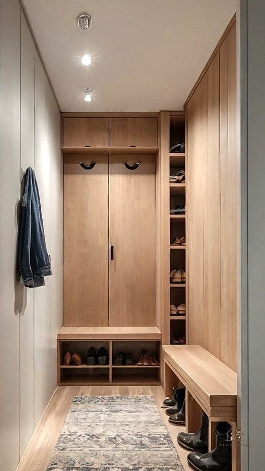 45 Stunning Small Entryway Ideas You'll Absolutely Love 25 A Narrow Shoe Rack Behind the Door