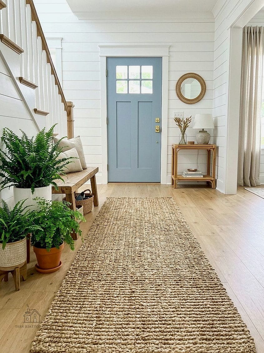 30 Clever Entryway Rug Ideas for Every Style 5 Natural Jute Rug for a Warm, Earthy Feel