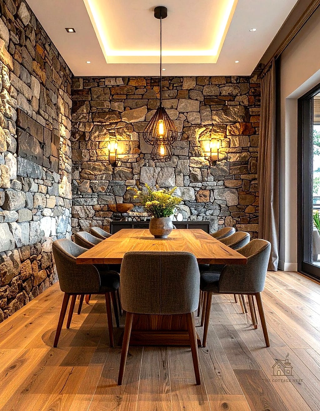25 Stunning Dining Room Accent Wall Ideas You'll Absolutely Love 21 Natural Stone Cladding