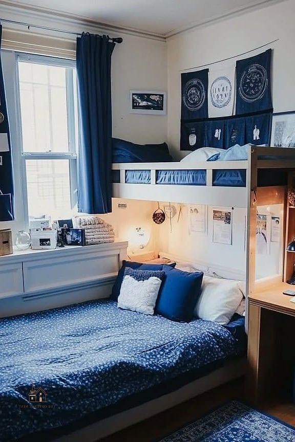 20 Clever Blue Dorm Room Ideas for Every Style 2 Navy Blue Bedding as Your Foundation