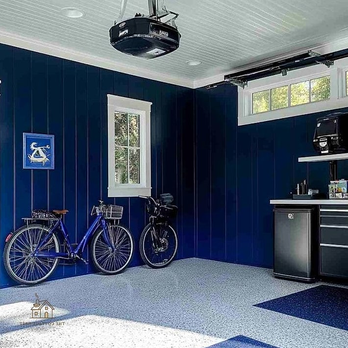 35 Chic Garage Floor Ideas for a Beautiful Home 15 Navy Blue Epoxy Floor