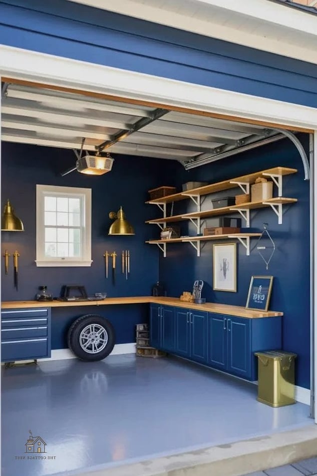 45 Chic Garage Painting Ideas for a Beautiful Home 5 Navy Blue for a Coastal Feel