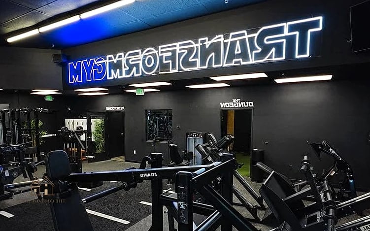 50 Beautiful Garage Gym Ideas to Transform Your Space 18 Neon Sign Accent