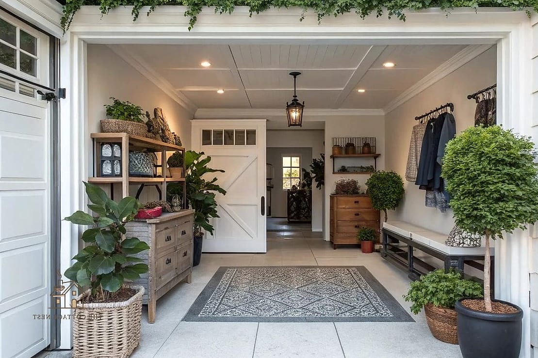 45 Stunning Garage Entryway Ideas You'll Absolutely Love 17 Neutral Color Palette With Warm Wood Tones