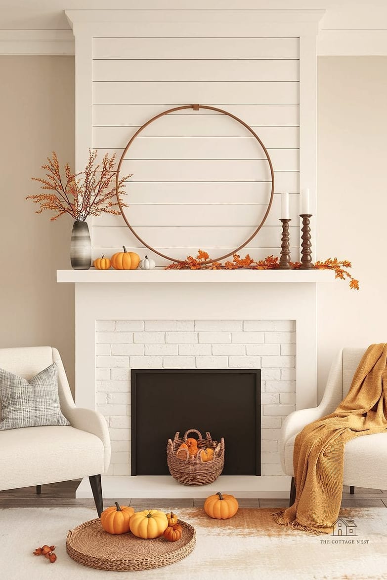 50 Amazing Fall Mantle Decor on a Budget 4 Neutral Color Palette with Cream and Rust