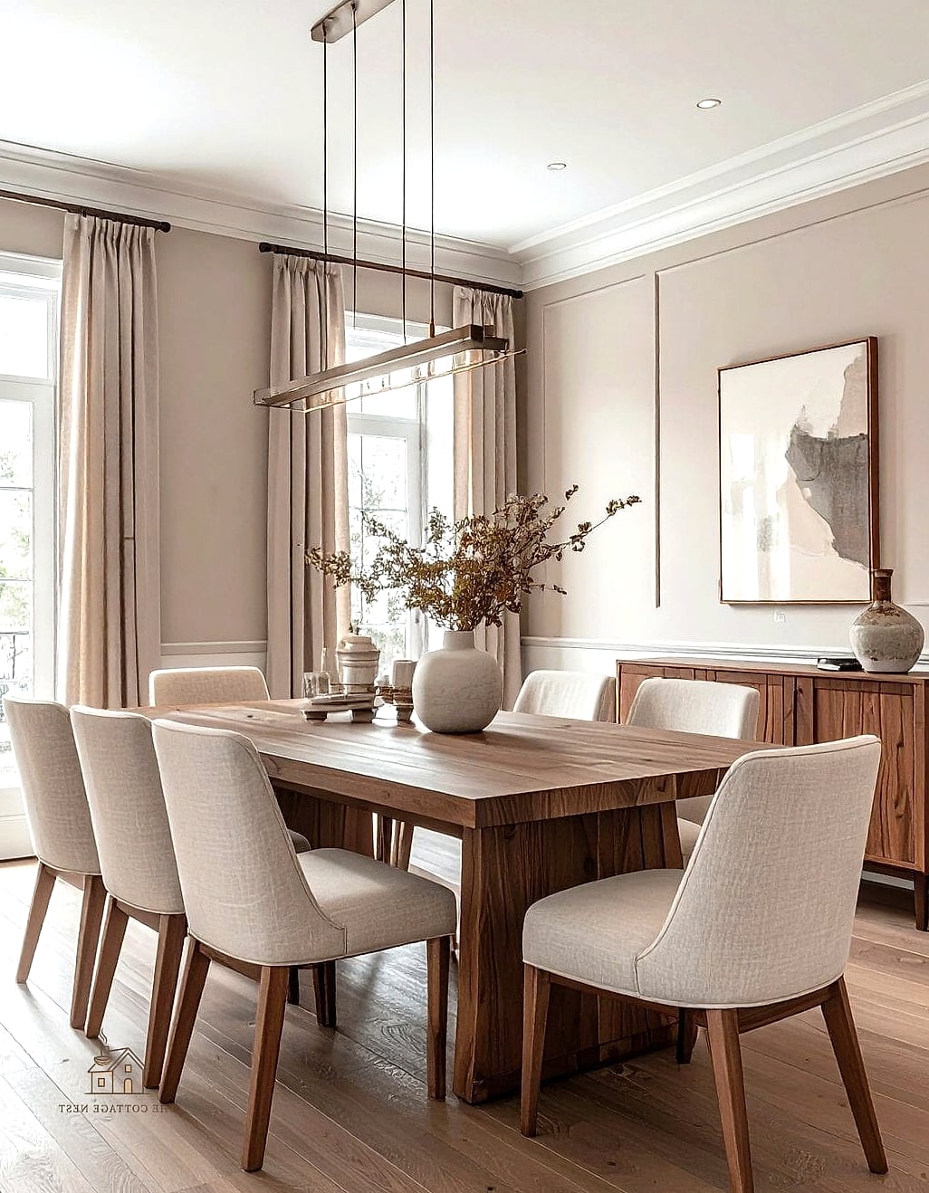 30 Amazing Dining Room Window Treatments on a Budget 31 Neutral Linen Curtains with Brass Hardware
