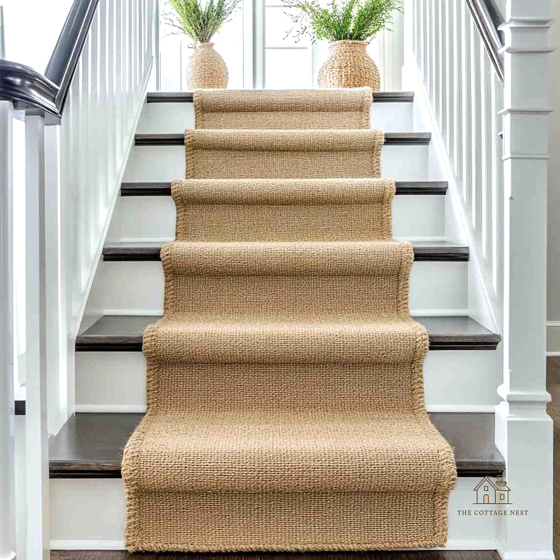 25 Brilliant Stair Runners Ideas to Copy Right Now 4 Neutral Sisal-Look Runner for a Natural Feel