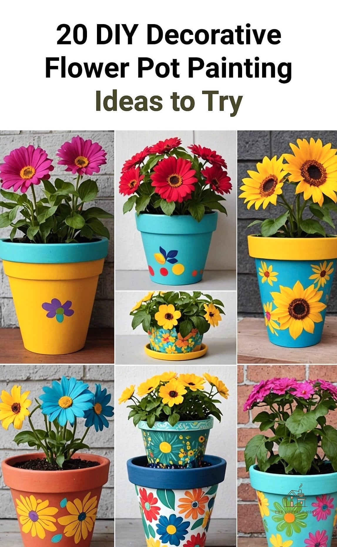 30 Amazing Flower Pots Painting Ideas on a Budget 16 Number or Letter Stenciled Pots