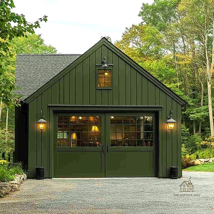 45 Chic Garage Painting Ideas for a Beautiful Home 16 Olive Green Cabinets