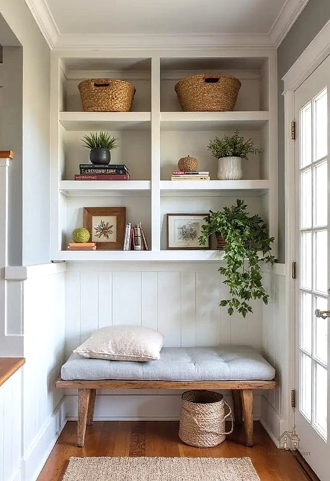 Open Shelving With Woven Baskets