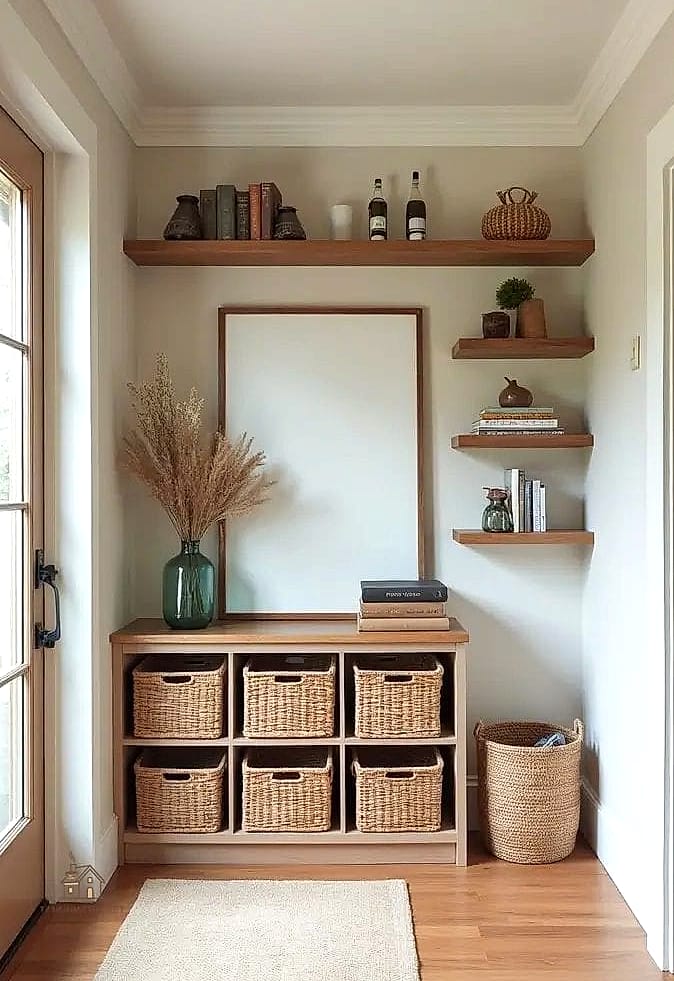 25 Creative Entryway Decor Ideas That Will Inspire You 8 Open Shelving for Everyday Essentials
