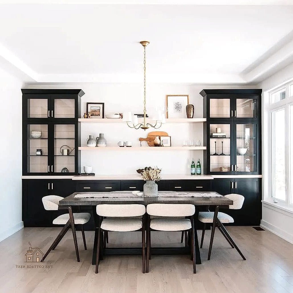 50 Amazing Dining Room Built In Ideas on a Budget 15 Open Shelving with Hidden Cabinets Below