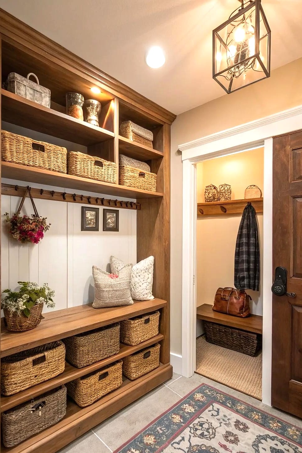 45 Stunning Small Entryway Ideas You'll Absolutely Love 40 Open Shelving With Baskets and Decor
