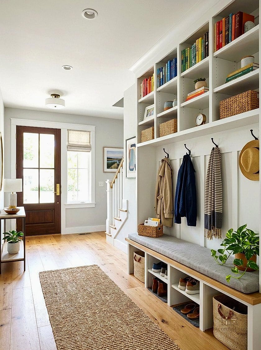 35 Creative Narrow Entryway Ideas That Will Inspire You 20 Open Shelving for Everyday Essentials
