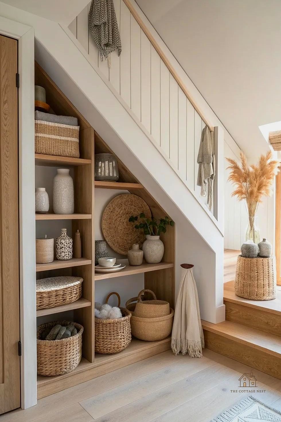 Open Shelving With Woven Baskets