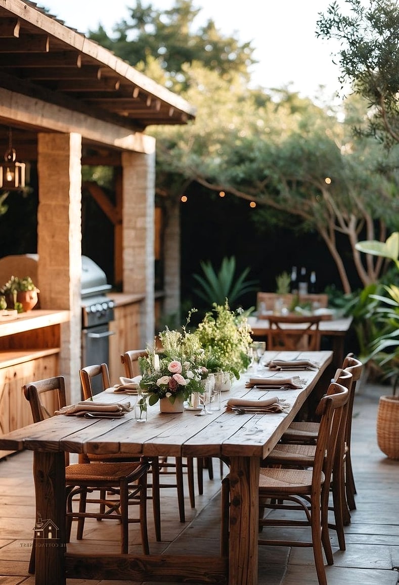25 Chic Farmhouse Dining Room Table Ideas for a Beautiful Home 24 Outdoor-Inspired Farmhouse Table