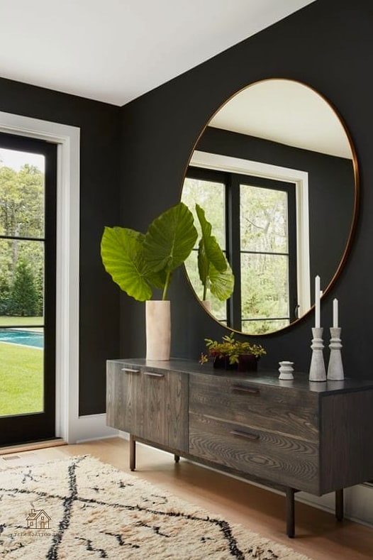 45 Creative Entryway Mirror Ideas That Will Inspire You 2 Oversized Round Mirror as a Statement Piece