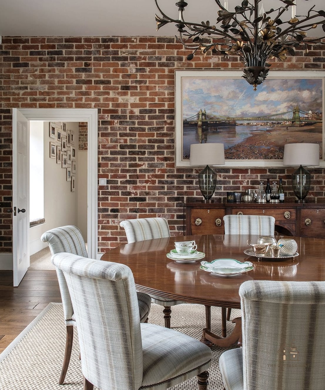50 Amazing Dining Room Built In Ideas on a Budget 51 Painted Brick or Faux Brick Backdrop Behind Shelving