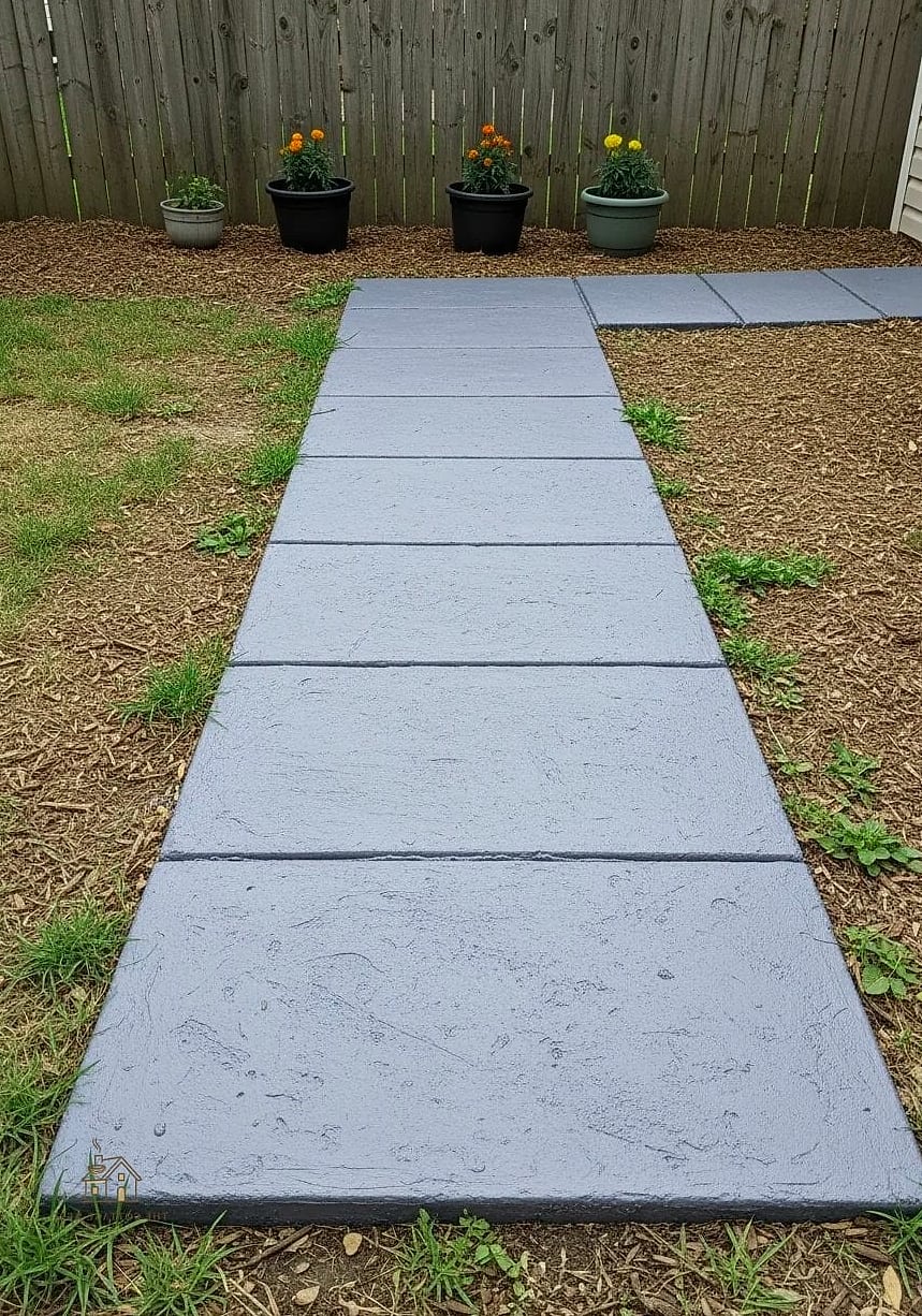 25 Simple Cheap Walkway Ideas Diy That Are Totally Doable 9 Painted Concrete Slab Path