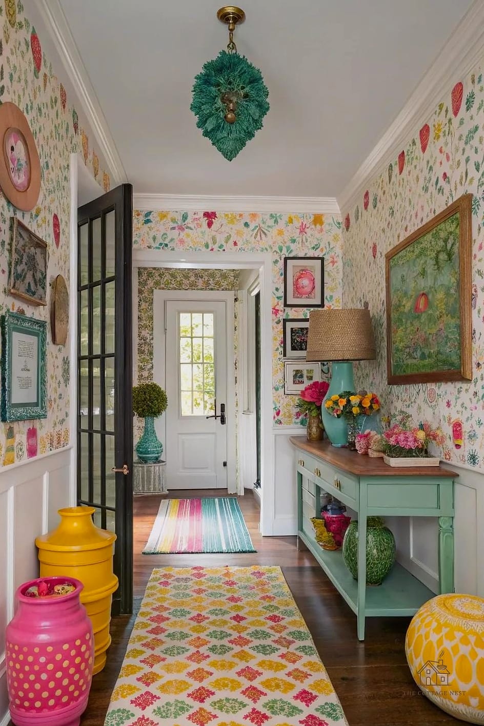 25 Creative Entryway Decor Ideas That Will Inspire You 22 A Painted or Wallpapered Ceiling