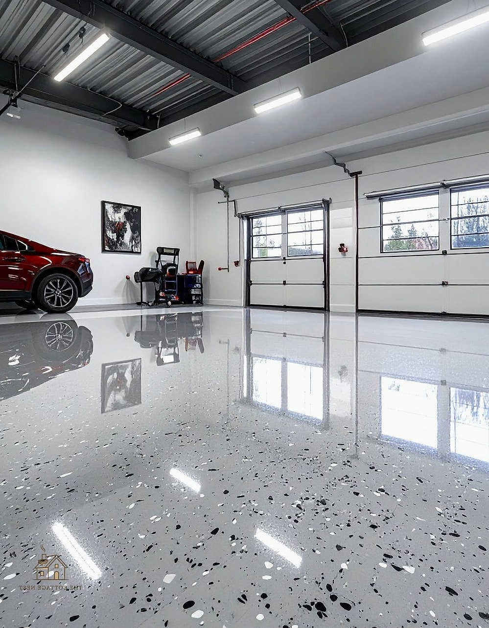 25 Chic Garage Floor Ideas for a Beautiful Home 20 Pale Gray Micro-Cement Finish