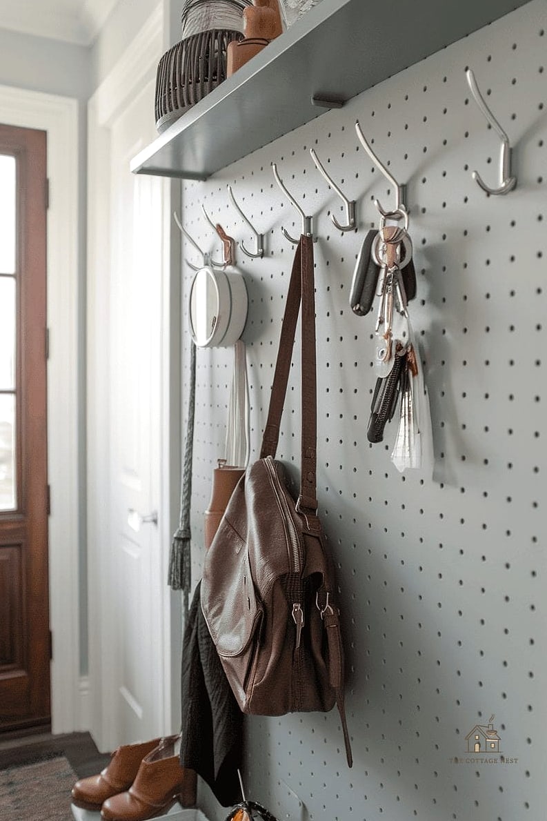 35 Creative Narrow Entryway Ideas That Will Inspire You 12 Pegboard Organization System