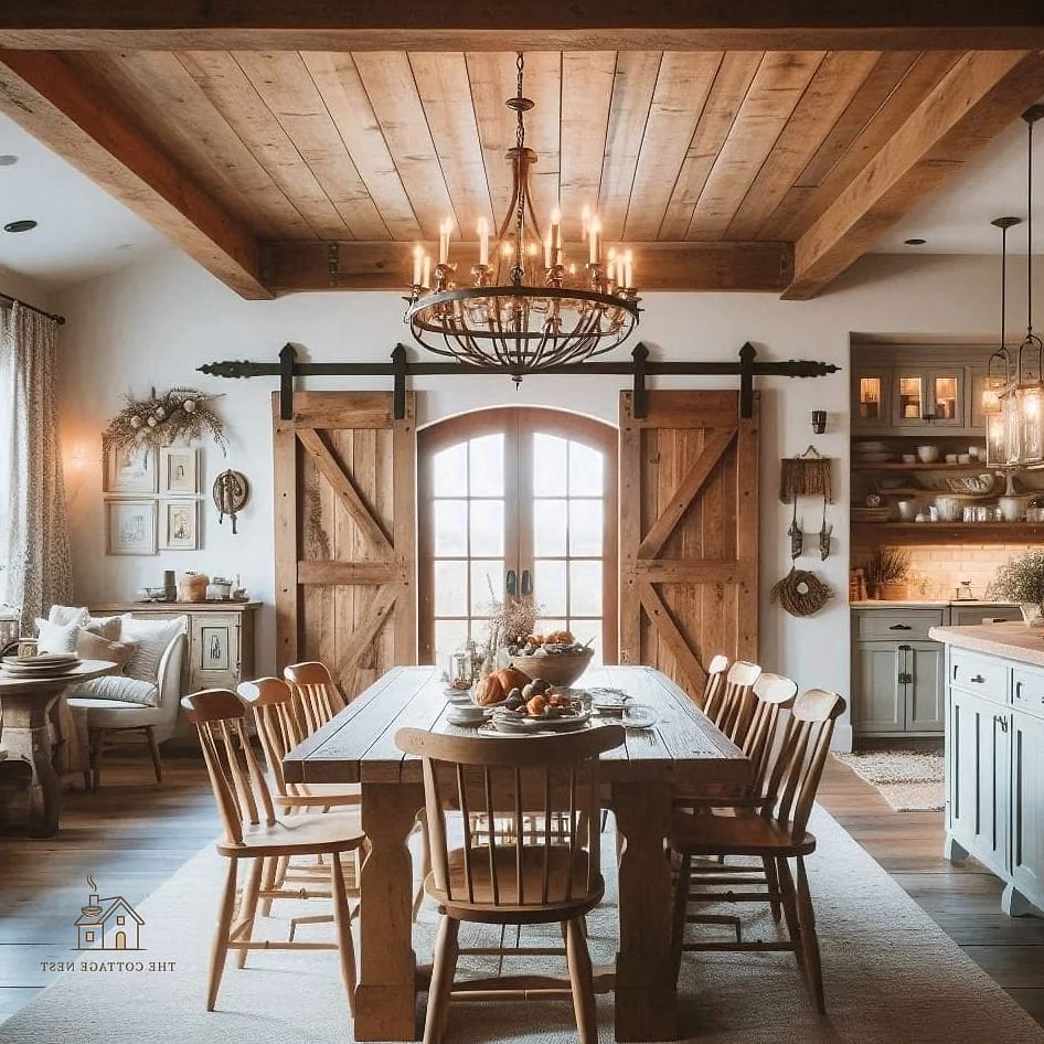 45 Brilliant Farmhouse Dining Room Lighting Ideas to Copy Right Now 37 Pendant with Woven Rope Shade