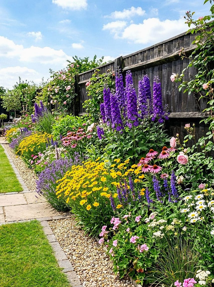 Perennial Border Along a Fence