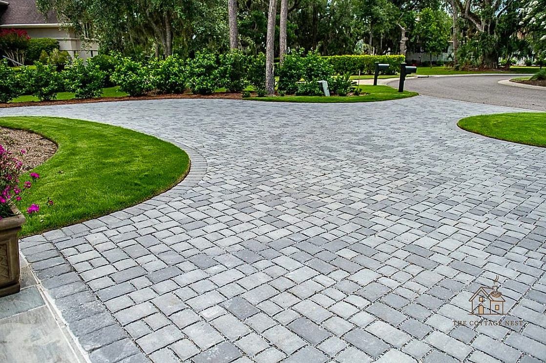 20 Cozy Driveway Landscaping Ideas Worth Pinning 17 Permeable Paver Strips with Grass