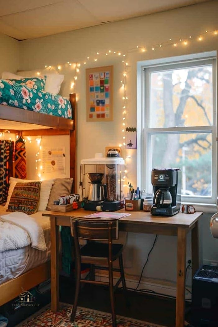 50 Amazing College Dorm Room Ideas For Guys on a Budget 25 Personal Coffee or Tea Station