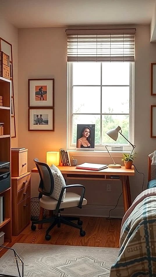 50 Beautiful College Dorm Desk Ideas to Transform Your Space 51 Personalized Desk Nook with Layered Textures