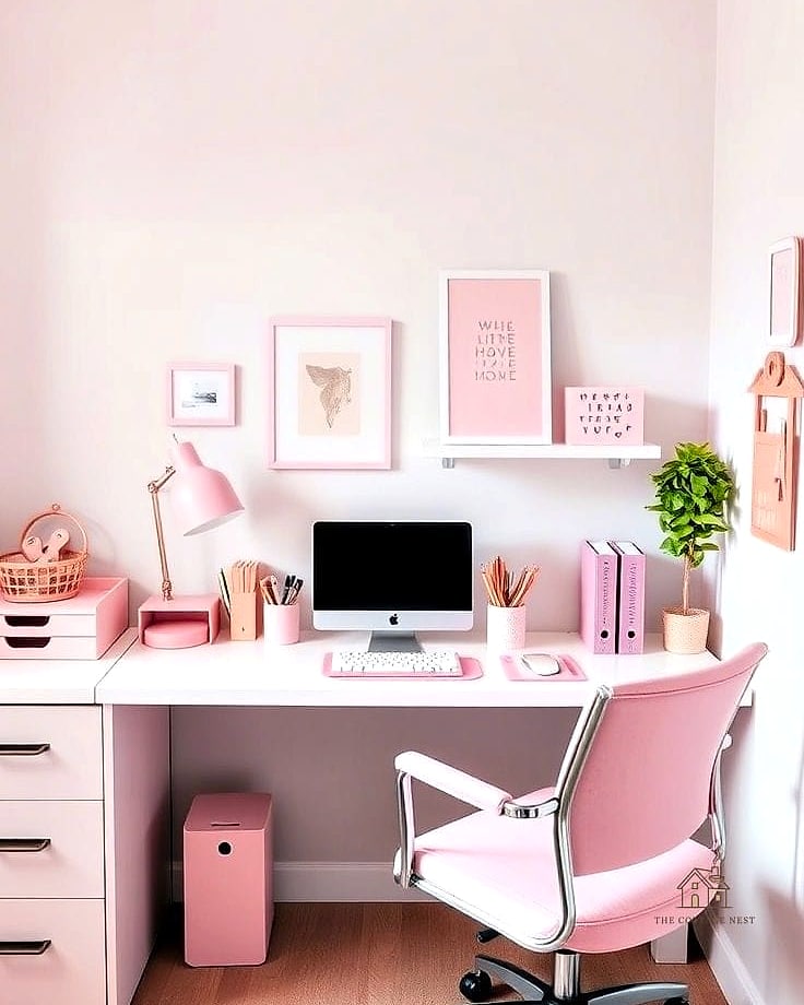 45 Brilliant Pink Dorm Room Ideas to Copy Right Now 41 Pink Ceramic Desk Organizer Set