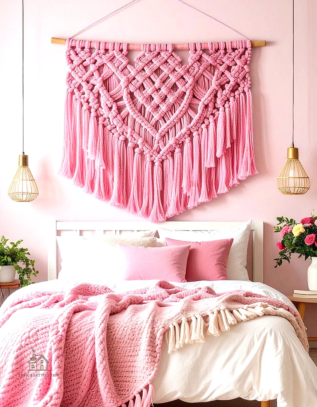 45 Brilliant Pink Dorm Room Ideas to Copy Right Now 25 Pink Macrame Wall Hanging