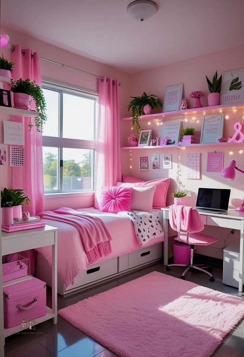 45 Brilliant Pink Dorm Room Ideas to Copy Right Now 9 Pink Ombre Tapestry Wall Hanging