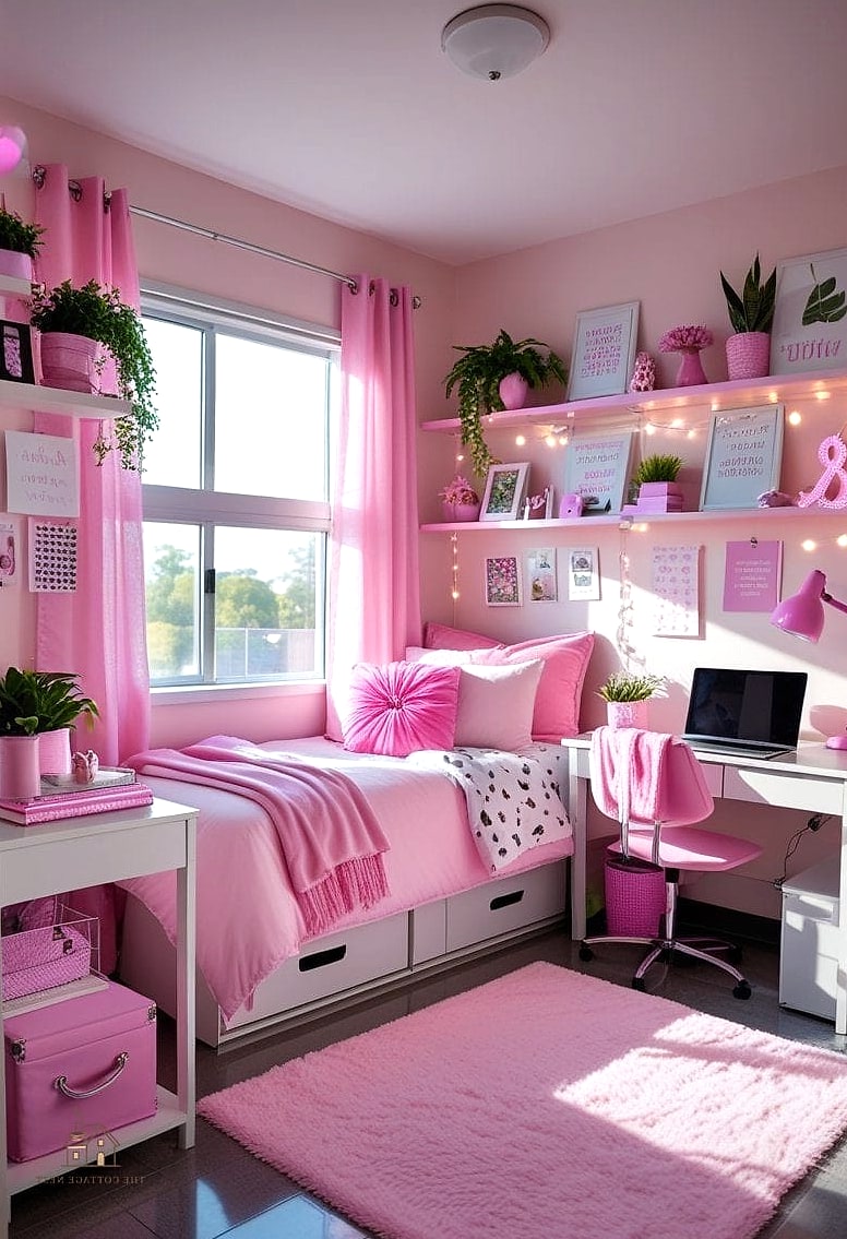 45 Brilliant Pink Dorm Room Ideas to Copy Right Now 45 Pink Ribbon Memo Board