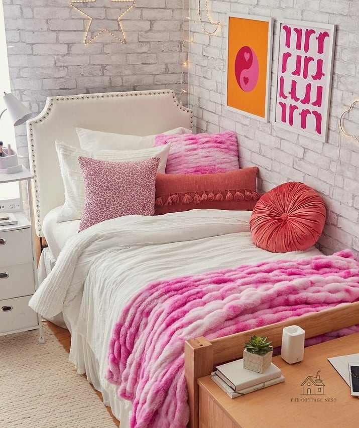 45 Brilliant Pink Dorm Room Ideas to Copy Right Now 15 Pink Tie-Dye Bedding for a Playful Twist